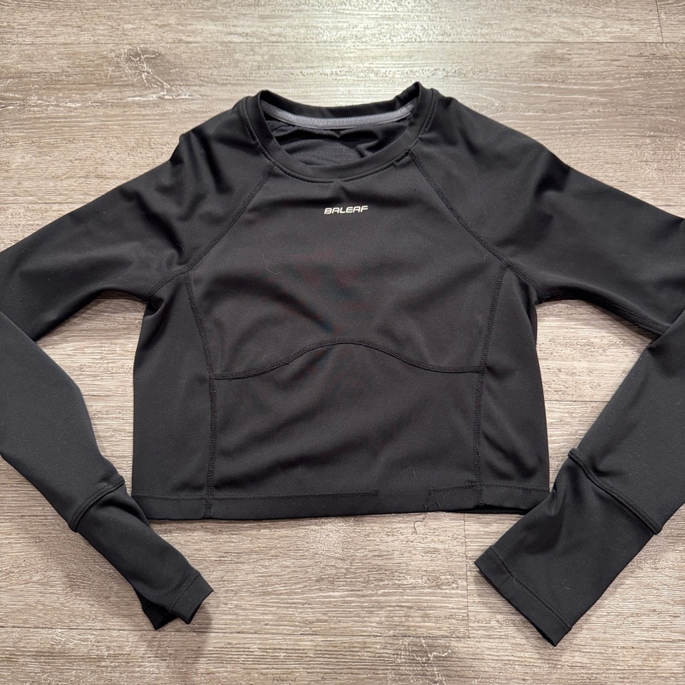 Baleaf Crop Top Shirt Women S Black Performance Athletic Running Gym Yoga Active